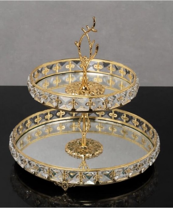 GOLD DOUBLE-LAYERED CRYSTAL SERVING DISH 18-25cm